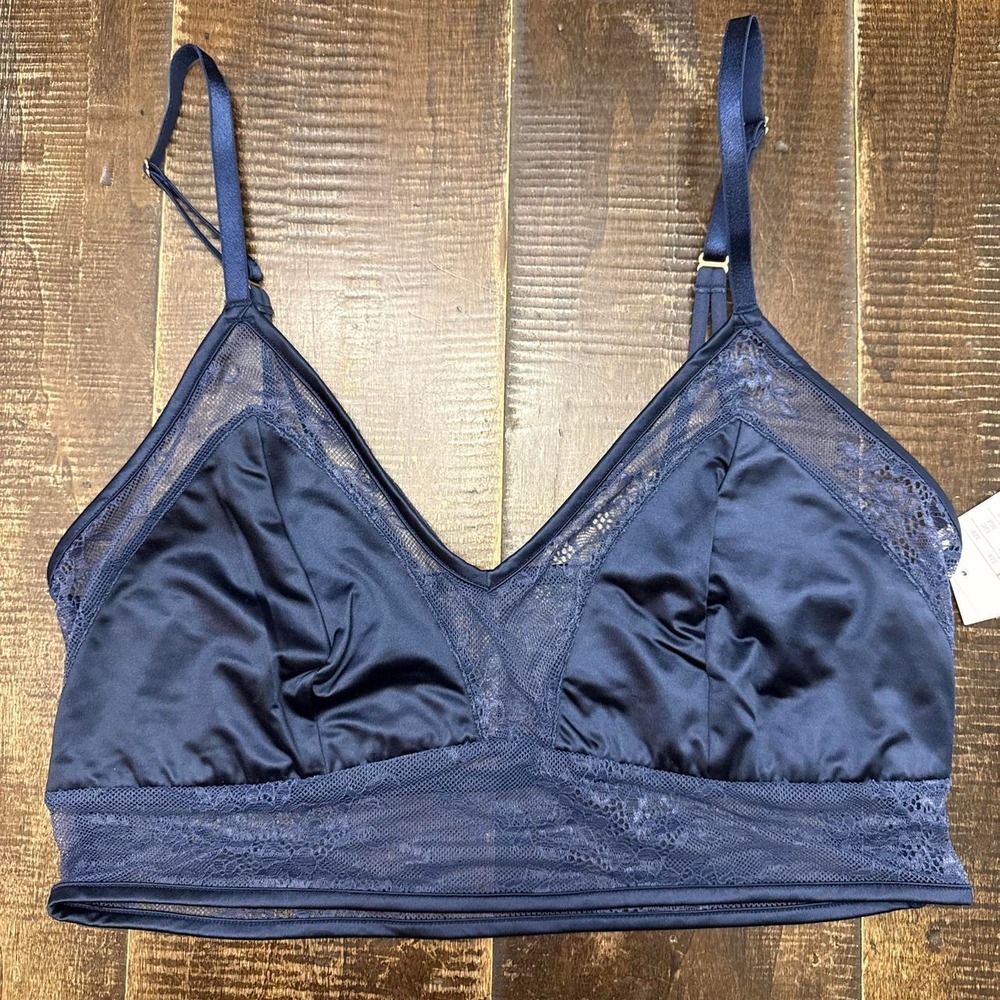 Auden Women's Unlined Lace and Satin Bralette with Adjustable Straps